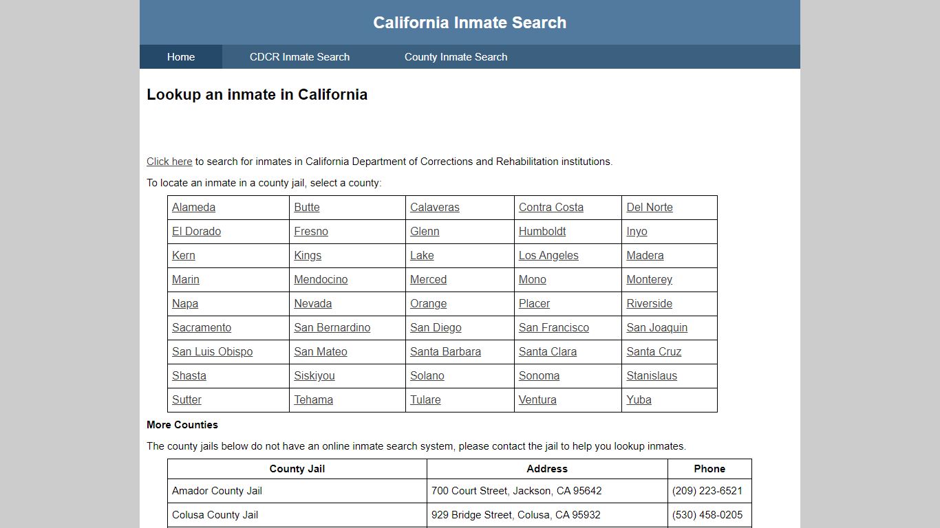 California Inmate Search